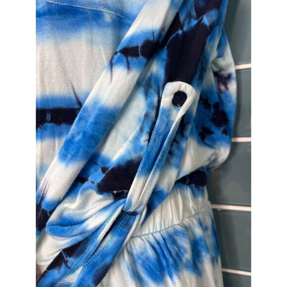 WOMENS YOUNG FABULOUS & BROKE BLUE TIE DYE LONG SLEEVE STRETCH KNIT ROMPER XS - Picture 4 of 12